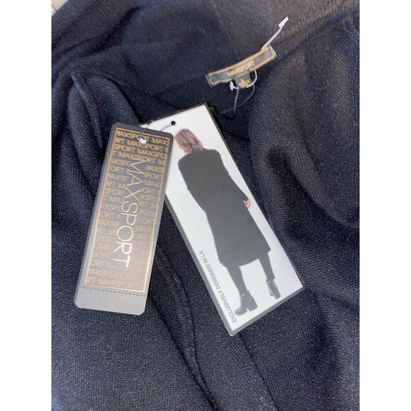 NWT $268 Black size Large Open Thick Heavy Long Sleeve Sweater with Pockets - Picture 10 of 12